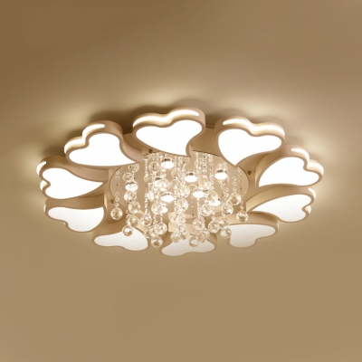Petal Ceiling Fixture Living Room 4/8/10 Lights Modern Flush Mount Light in White