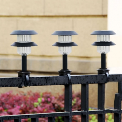 Solar Powered LED Post Light Fixture Pack of 1/2 Waterproof Post Lamp in White for Wood Fence