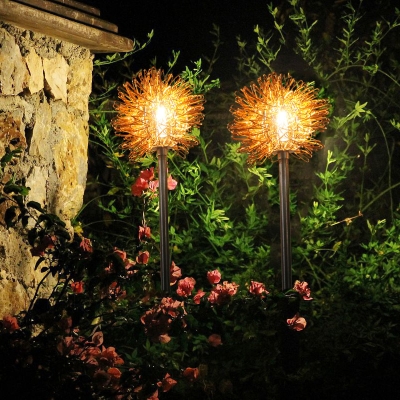 1/4 Pack Torch Light with Dandelion Shape Stainless Steel LED Flood Lighting for Backyard