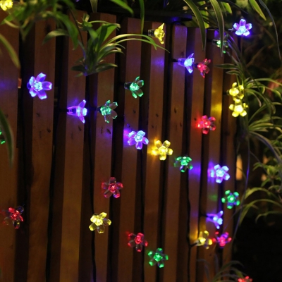2-Pack Decorative Flower String Lights 23ft 50 Lights LED Solar String Lamp for Outdoor Balcony