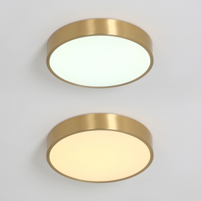 Brass Round Flush Light with Acrylic Shade 1 Light Art Deco Flush Mount Lighting for Living Room