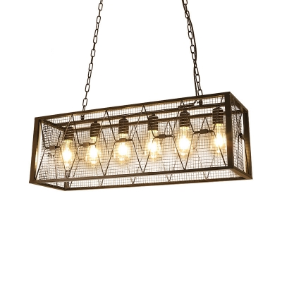 Industrial Adjustable Black Island Pendants with Rectangle and 39