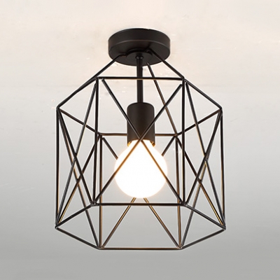 Metal cage ceiling light