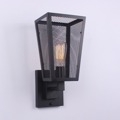 Metal Mesh Cage Sconce Light Single Light Antique Wall Light Fixture in Black for Kitchen