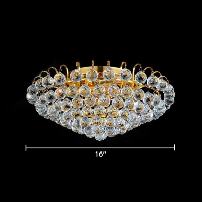 Modern Cone Flush Light 2/3/6 Lights Metal Ceiling Lamp with Clear Crystal in Chrome/Gold