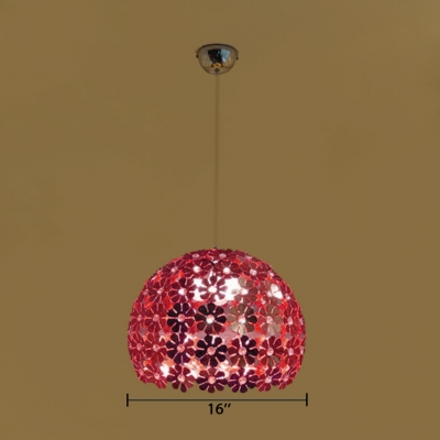 Modern Orb Pendant Lamp Metal 1 Light Purple/Red Ceiling Fixture with Clear Crystal Bead for Living Room