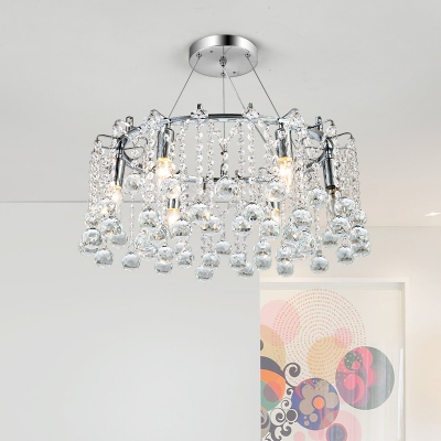 Modern Ring/Square Chandelier 4/5/6 Lights Metal Hanging Light in Chrome for Living Room
