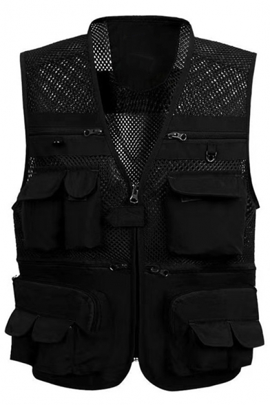 Mesh Fishing Vest Outdoor Multi-pocketed Storage Vest Hunt Fishing Photography