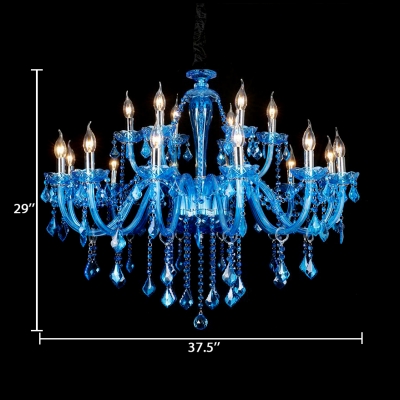 Traditional Candle Hanging Pendant 6/8/18 Lights Clear Crystal Chandelier with 12
