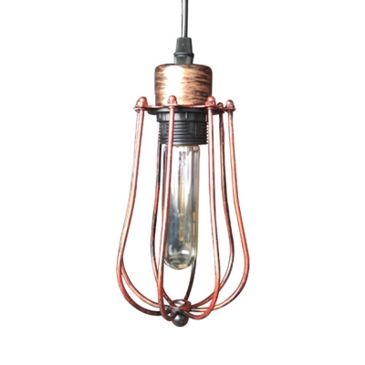 1 Light Caged Ceiling Light Length Adjustable Metal Antique Hanging Lamp with 39