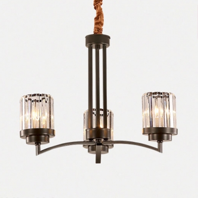 Cylinder Kitchen Chandelier Metal 3/6/8/10 Lights Industrial Hanging Pendant in Black