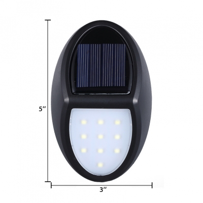 Oval Solar Wall Light 10 LED Waterproof Dusk to Dawn Sensor Security lighting in Black for Yard