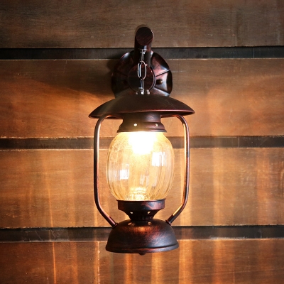 Kerosene Wall Light Foyer Metal Single Light Vintage Sconce Light in Brown