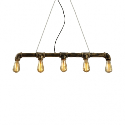 Aged Brass Pipe Island Lighting with 39