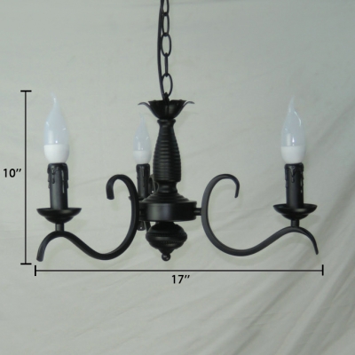 Candle Dining Room Chandelier Light Metal 3/5/6/8/12 Lights Vintage Pendant Lamp in Black