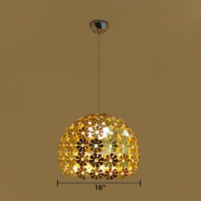 Contemporary Globe Pendant Light 1 Light Metal Hanging Lamp with Clear Crystal Bead in Gold/Silver