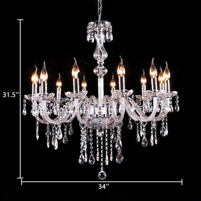 Contemporary Height Adjustable Candle Pendant Lighting with 12