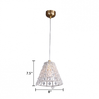 Kitchen Pendant Lights Modern, Height Adjustable 1 Light Flared Clear Crystal Pendant Lighting in Brass with Hanging Cord