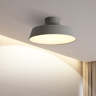 Modern Barn Ceiling Light Fixture 1 Light Metal Semi Flush Light in Gray/Green/White