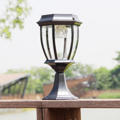 1/2 Pack Waterproof LED Post Lamp Black/Brass/Bronze Solar Powered Post Lantern in White for Courtyard Pathway