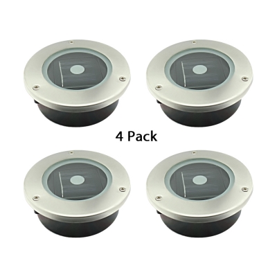 

4 Pcs Solar In-Ground Light 5W LED Metal Waterproof Disk Well Light in White for Walkway Yard, HL512504