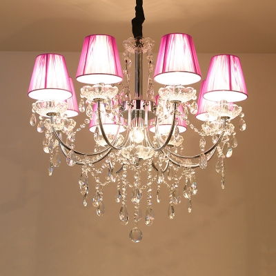 Metal Tapered Chandelier with Clear Crystal and 12