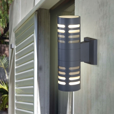 Wireless Waterproof Security Lighting 2 LED Cylindrical Wall Light for Front Door