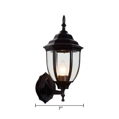 Antique Landscape Light with Lantern Shape 1 LED Waterproof Wall Light in Bronze/Black for Pathway Stair