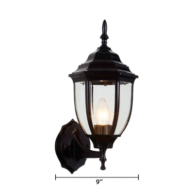 Antique Landscape Light with Lantern Shape 1 LED Waterproof Wall Light in Bronze/Black for Pathway Stair