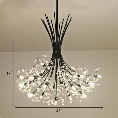 Clear Crystal Petal Chandelier 13/19 Lights Classic Light Fixture with 12