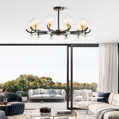 Clear Glass Modo Hanging Lights 3 Lights Modern Chandelier with Clear Crystal Ball for Dining Room
