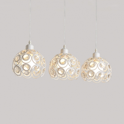 Modern Pendant Lighting for Bedroom, 1/3 Lights Dome Clear Crystal Pendant Lights with 39