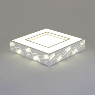 

Square LED Ceiling Light with Clear Crystal Decoration Contemporary Acrylic Flush Light in White for Living Room, HL513635