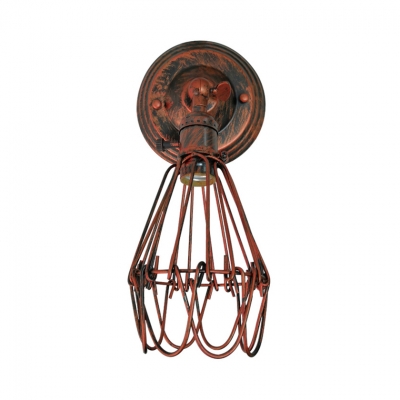 Wire Frame Sconce Light Dining Room Single Light Antique Wall Lamp in Silver/Rust