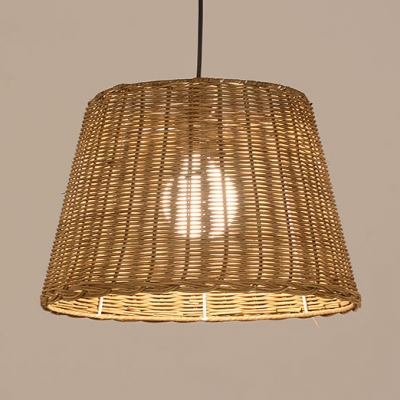 Woven Bucket Ceiling Pendant 1 Light Asian Patio Light with 47