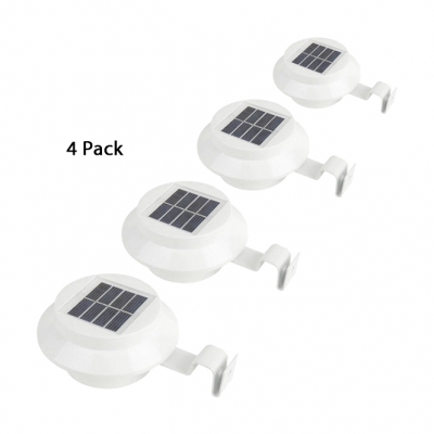 Round Solar Wall Light with Dusk To Dawn Sensor Pack of 1/2/4 1 W 3-LED Security Lights for Pathway