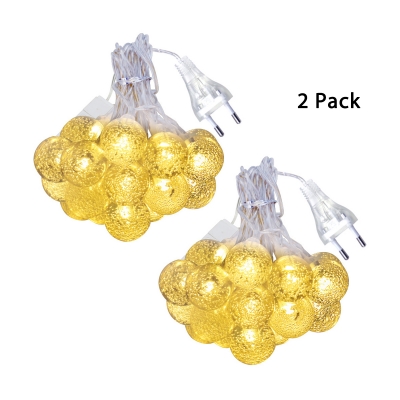 8ft Glass Ball Hanging Lights Outdoor Party 10 Lights LED Wall String Lights in Yellow/Blue