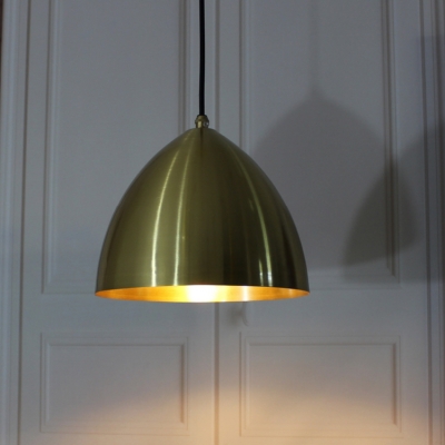 Domed Hanging Light Fixture 1 Light Metallic Modern Pendant Light for Dining Room