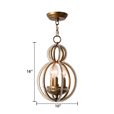 Gold Sphere Light Fixture 3 Lights Classic Height Adjustable Clear Crystal Chandelier with 19.5