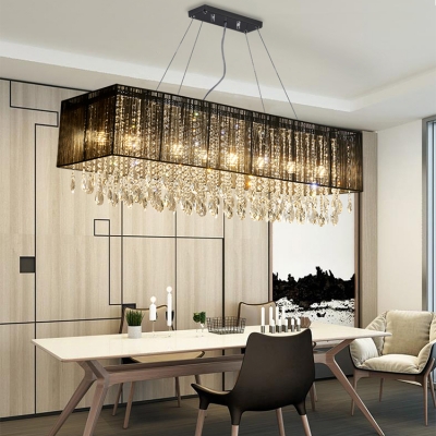 Linear Chandelier With Clear Crystal Decoration Luxury 5 Lights Pendant Light For Dining Table Beautifulhalo Com,Grey White And Burgundy Bedroom