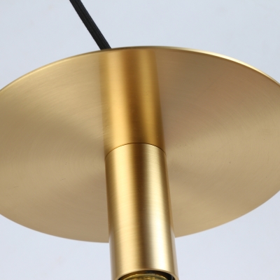 Metal Disk Suspension Light with Hanging Cord Single Light Modern Pendant Light in Aged Brass