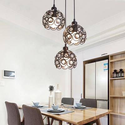 Modern Pendant Lighting for Bedroom, 1/3 Lights Dome Clear Crystal Pendant Lights with 39