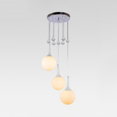 Modern Pendant Lighting Kitchen, Adjustable Ball Pendant Light Fixtures with Hanging Cord and Clear Crystal in Chrome