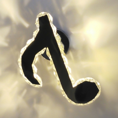 Musical Note Wall Sconce Hallway Contemporary Wall Lamp with Clear Crystal in Gold