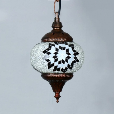 Single Light Spherical Light Fixture Antique Mosaic Pendant Lighting for Living Room