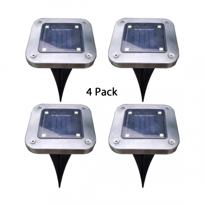 Solar 4LED In-Ground Light Outdoor 4-Pack 0.24W Stainless Waterproof Landscape Light for Garden Yard