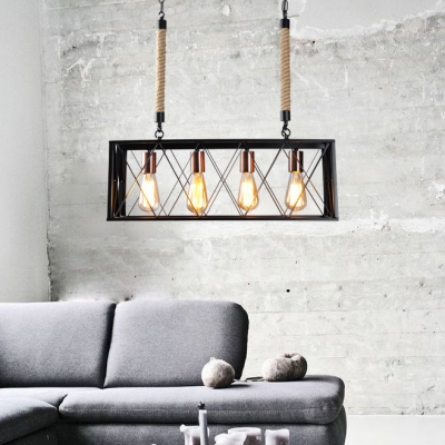 Vintage Black Island Lighting with Cage and 47
