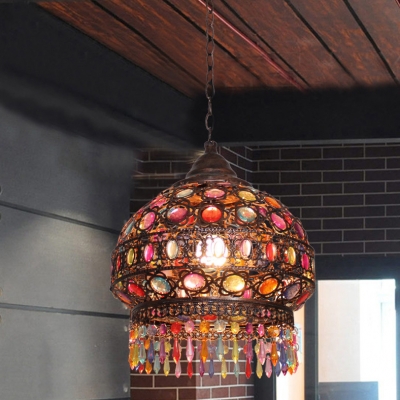 Vintage Dome Pendant Lamp Metal Single Light Copper/Brass Suspended Light for Living Room