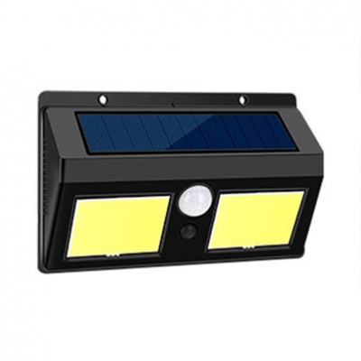 48/60/96 LED Motion Detector Solar Lights Waterproof Wireless Stainless Steel Wall Light in Black