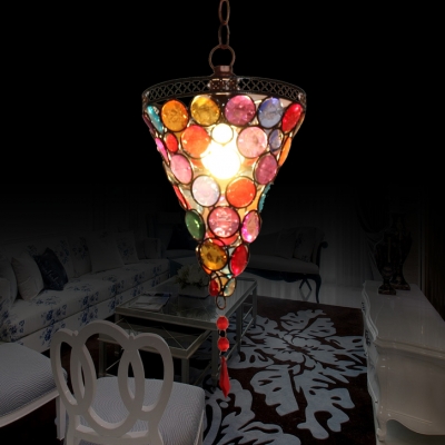 Colorful Crystal Cone Pendant Light with 18
